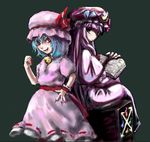  blue_hair book coo fang hat long_hair multiple_girls patchouli_knowledge purple_hair remilia_scarlet touhou wings 