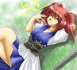  closed_eyes kagura_chitose onozuka_komachi red_hair short_hair sleepy solo touhou two_side_up yawning 