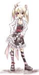  bad_id bad_pixiv_id belt blonde_hair copyright_request gothic_lolita kasuga_yuuki kneehighs lolita_fashion mismatched_legwear solo striped striped_legwear twintails 