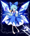  bad_id bad_pixiv_id barefoot blue_eyes blue_hair bow chise_(pixiv18881) cirno food ice_cream ribbon solo touhou wings 