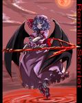  bat_wings blue_hair hat red_eyes remilia_scarlet ribbon solo tetsu_(kimuchi) touhou wings 