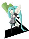  aqua_eyes aqua_hair hatsune_miku long_hair looking_at_viewer solo spring_onion thighhighs twintails unakiyo vocaloid 