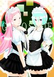  anemone_(eureka_seven) aqua_hair bad_id bad_pixiv_id eureka eureka_seven eureka_seven_(series) hair_ornament hairclip long_hair maid multiple_girls nanahime pink_eyes pink_hair short_hair thighhighs 