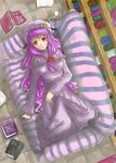  arano_oki book breasts couch hat large_breasts long_hair patchouli_knowledge purple_hair ribbon solo touhou 