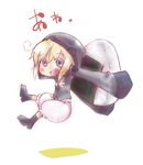  bad_id bad_pixiv_id beanie blonde_hair bloomers blue_eyes chibi copyright_request food hat kasuga_yuuki minigirl onigiri solo underwear white_bloomers 