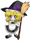  blonde_hair broom chibi geo_(yukishitadou) hat kirisame_marisa ribbon solo touhou 