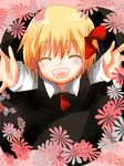  bad_id bad_pixiv_id blonde_hair closed_eyes hair_ribbon nightbug ribbon rumia short_hair smile solo touhou 