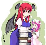  book breasts hat head_wings koakuma large_breasts multiple_girls patchouli_knowledge ribbon sotto touhou wings 