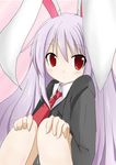  animal_ears bunny_ears long_hair necktie purple_hair red_eyes red_neckwear reisen_udongein_inaba shichinose solo touhou 