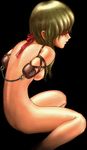  1girl amputee artist_request black_background blindfold breasts character_request copyright_request female green_hair large_breasts long_hair lowres nude simple_background skinny slim solo 