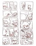  ^_^ bandage_over_one_eye blush bow bowtie closed_eyes comforting comic flying_sweatdrops giving happy heart monochrome nitako no_humans one-eyed original running sad silent_comic sobbing spoken_character stuffed_animal stuffed_toy surprised tape tears teddy_bear 