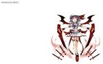  fang gia hat purple_hair red_eyes remilia_scarlet short_hair skirt sword touhou weapon white wings 