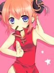  bad_id bad_pixiv_id bun_cover chinese_clothes double_bun gintama kagura_(gintama) pink_background red_hair short_hair simple_background solo yumemomosaka 