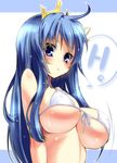  bad_id bad_pixiv_id bikini blue_eyes blue_hair blush body_blush bouncing_breasts breasts covered_nipples empoleon front-tie_top gen_4_pokemon h huge_breasts long_hair looking_at_viewer paopao personification pokemon shiny shiny_skin solo swimsuit tiara underboob 