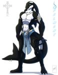  anthro black black_nipples blue_eyes cetacean clothed clothing fin_piercing front furry-specific_piercing glowing glowing_eyes loincloth looking_at_viewer male mammal marine muscles navel necklace nipples orca piercing plain_background skimpy standing tail_piercing tattoo velmont walter_sache whale whip white white_background 