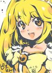  blonde_hair blush_stickers bow cure_peace dated eyelashes hair_flaps highres inoue_sora kise_yayoi long_hair magical_girl open_mouth precure smile smile_precure! solo tiara yellow yellow_bow yellow_eyes 