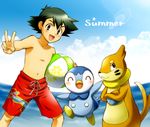  1boy buizel child ocean piplup pokemon satoshi_(pokemon) 
