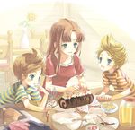  2boys blonde_hair blue_eyes blush brothers brown_hair cake claus cookie flower food gingerbread_man hinawa honey lucas mother_(game) mother_3 mother_and_son multiple_boys quiff shirt siblings striped striped_shirt swiss_roll tonamiko twins vase whisk 