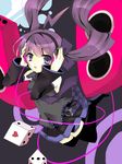  alternate_color bad_id bad_pixiv_id black_legwear detached_sleeves dice hatsune_miku headphones long_hair looking_at_viewer purple_eyes purple_hair skirt solo thighhighs twintails vocaloid yumemomosaka 