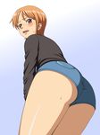  aiai ass blush nami nami_(one_piece) one_piece orange_hair short_hair sweat 