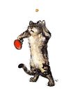  cute feline feral mammal plain_background racoonwolf serve solo table_tennis white_background 