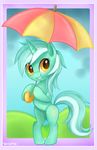  cutie_mark equine female feral friendship_is_magic hair horn looking_at_viewer lyra_(mlp) lyra_heartstrings_(mlp) mammal mn27 my_little_pony solo standing two_tone_hair umbrella unicorn yellow_eyes 