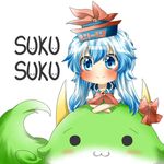  :3 bad_id bad_pixiv_id blue_eyes blue_hair blush bow chibi ex-keine hat horns kamishirasawa_keine kamishirasawa_keine_(hakutaku) long_hair rebecca_(keinelove) smile solo sukusuku_hakutaku touhou 