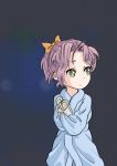  1girl chrono_trigger commentary_request green_eyes hair_ribbon if_they_mated original purple_hair ribbon robe s-a-murai short_hair solo 