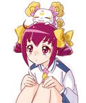  bad_id bad_pixiv_id bow candy_(smile_precure!) eyelashes hair_bow hands_on_own_knees hoshizora_miyuki nanairogaoka_middle_school_uniform necktie nekozawa_yukari pink_bow pink_eyes pink_hair pink_neckwear precure school_uniform short_hair short_twintails sitting smile_precure! twintails white_background 