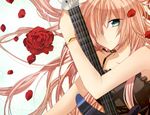  akitsuki_(akiduko) dress flowers guitar instrument megurine_luka petals vocaloid 