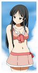  akiyama_mio bikini bikini_skirt black_eyes black_hair embarrassed fukuoka_katsumi k-on! long_hair official_style swimsuit 