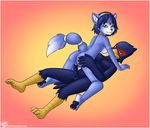  anthro avian blue_hair breasts canine duo erection falco_lombardi falcon female fox hair headband hindpaw jewelry krystal male mammal nintendo paws penis plain_background pussy rapps side_boob star_fox straight uncut video_games 