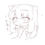  animal_ears blush hazuki_ruu kemonomimi_mode minigirl monochrome mukyuu patchouli_knowledge sketch solo touhou 