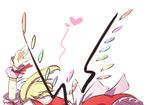  blonde_hair flandre_scarlet heart multiple_girls remilia_scarlet shamo_(koumakantv) simple_background touhou white_background wings wrist_cuffs 