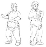  black_and_white breasts chubby ear_piercing gender_transformation gillpanda growth herm human intersex male mammal monochrome penis piercing transformation weight_gain 