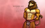  calendar feline humbuged lion male mammal muscles solo 