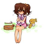  1girl anise_tatlin brown_eyes brown_hair doll dress food onigiri ribbon tales_of_(series) tales_of_the_abyss tokunaga twintails 
