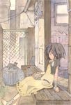  cat dochibi female girl horiguchi_yukiko lowres original shiromizakana water_color 