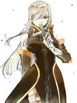  1girl bare_shoulders blue_eyes breasts brown_hair detached_sleeves female hair_over_one_eye knife long_hair rurouni187 tales_of_(series) tales_of_the_abyss tear_grants thighhighs 