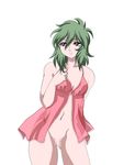  1girl andromeda_shun bow genderswap green_eyes green_hair lace lingerie nightgown pink saint_seiya shun trap underwear 