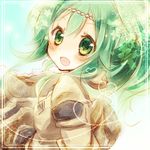  amamiya_kabosu atelier_(series) atelier_lise circlet green_eyes green_hair hilda_(atelier) long_hair ponytail shirt smile solo 