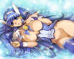  aoki_reika blue blue_eyes blue_hair blue_legwear breasts choker cure_beauty eyelashes hair_tubes head_wings hisahiko large_breasts long_hair lying magical_girl nipples no_panties on_side precure pussy smile_precure! solo thighhighs tiara uncensored wrist_cuffs 