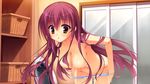  blush breasts dracu-riot! game_cg inamura_rio kobuichi long_hair nipples panties purple_hair topless underwear undressing yuzusoft 