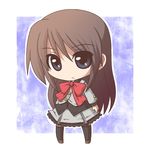  bad_id bad_pixiv_id blue_eyes brown_hair chibi fushigi_ebi long_hair original school_uniform skirt solo thighhighs 