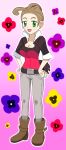  1girl boots brown_hair creatures_(company) game_freak green_eyes highres nail_polish nintendo pansy_(pokemon) pokemon pokemon_(game) pokemon_xy short_hair thigh_boots thighhighs 