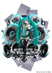  3d absurdres aqua_eyes aqua_hair bare_shoulders boots detached_sleeves hatsune_miku highres ikeda_(hayato) long_hair looking_at_viewer nail_polish necktie skirt smile solo speaker thigh_boots thighhighs twintails very_long_hair vocaloid zettai_ryouiki 