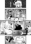  2girls comic greyscale hair_ribbon highres konpaku_youmu md5_mismatch monochrome multiple_girls niiko_(gonnzou) ribbon rocket rocket_launcher saigyouji_yuyuko short_hair smile sweat touhou translated weapon 