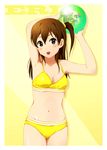 arms_up bad_id bad_pixiv_id ball bikini brown_eyes brown_hair extra k-on! long_hair looking_back shian_(my_lonly_life.) side_ponytail solo swimsuit taki_eri 