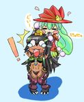  ! anubis anubis_(mamono_girl_lover) anubis_(monster_girl_encyclopedia) black_hair dark_skin egyptian green_hair hat mamono_girl_lover monster_girl monster_girl_encyclopedia witch witch_hat 