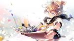  blonde_hair blue_eyes book book_focus brother_and_sister cameo comet_(teamon) headphones headset highres kagamine_len kagamine_rin male_focus pop-up_book siblings solo twins vocaloid wallpaper 